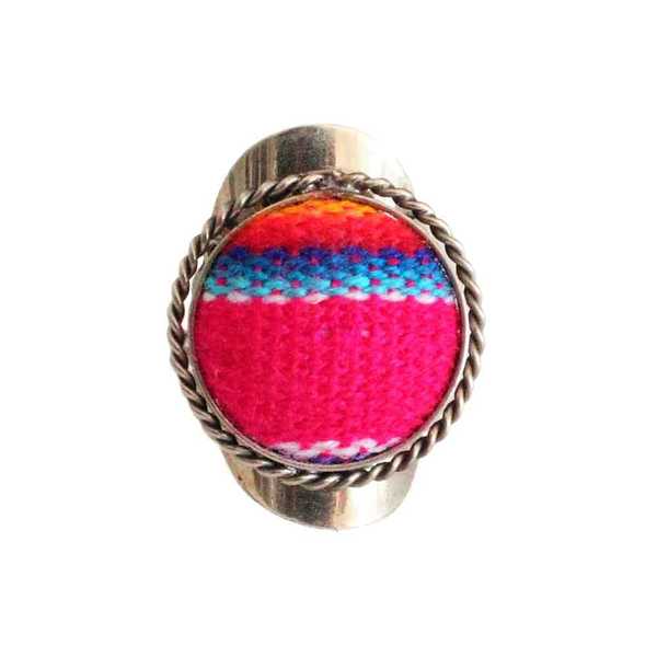 Bague Tissu Traditionnel Péruvien Fuchsia - Inka Products