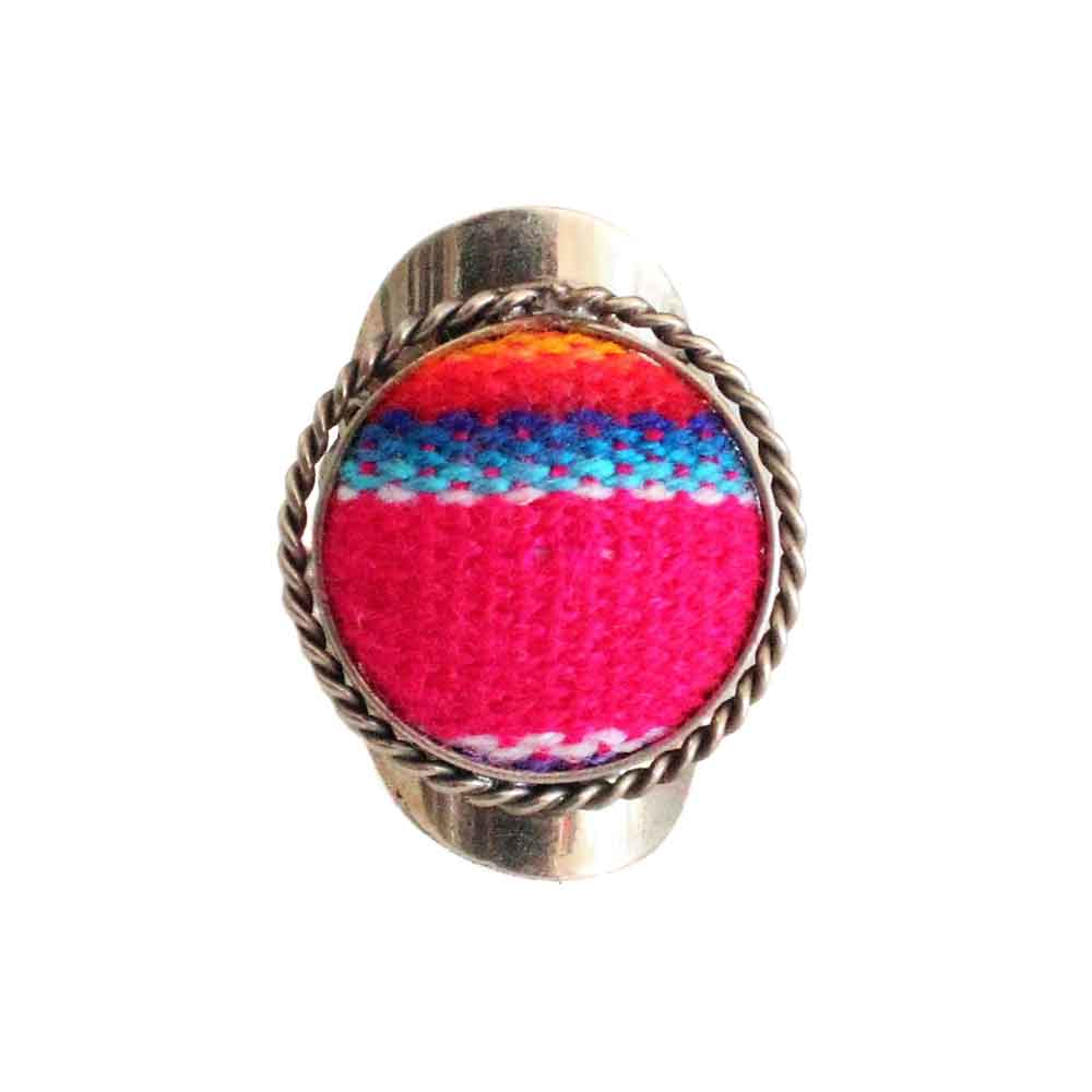 Inka-Products-Bague Tissu Traditionnel Péruvien-Fuchsia