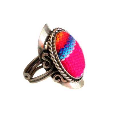 Bague Ronde Tissu Traditionnel Péruvien - Inka Products