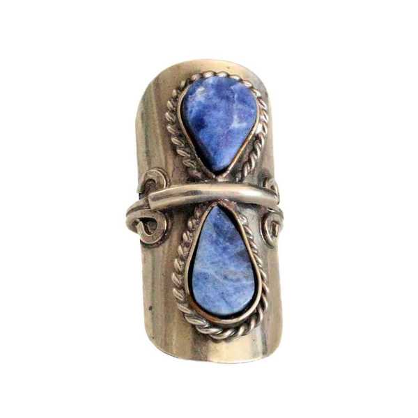Bague Pierres Semi-précieuses Gouttes Bleues Lapis Lazuli - Inka Products