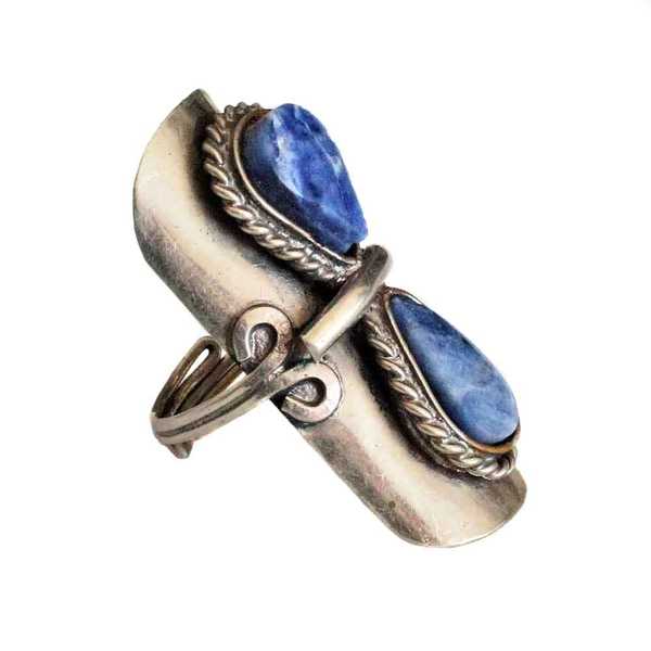 Bague Pierres Semi-précieuses Gouttes Bleues Lapis Lazuli - Inka Products