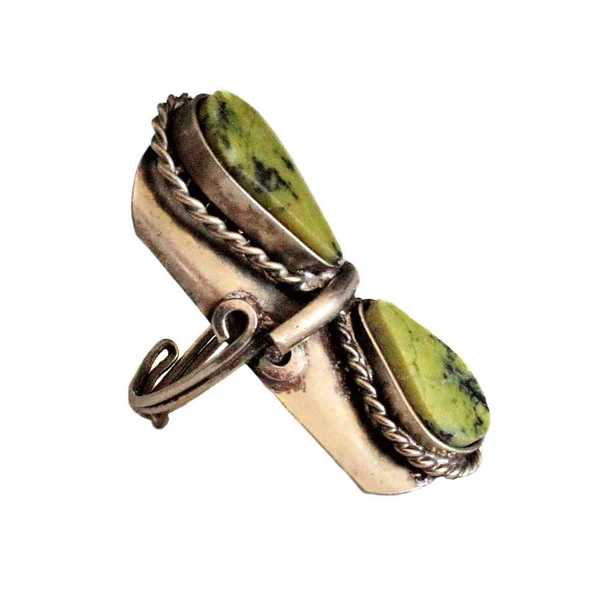 Bague Pierres Semi-précieuses Gouttes Serpentine Vert - Inka Products