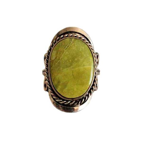 Bague Pierre Semi-précieuse Serpentine Vert - Inka Products