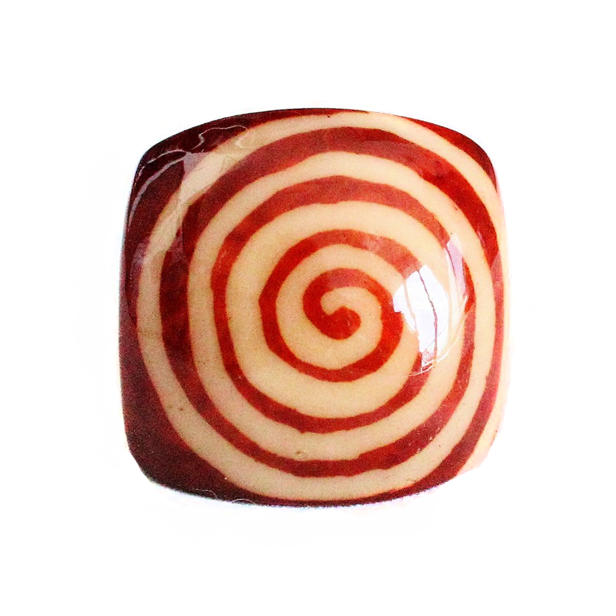 Inka-Products-Bague Tagua Batik-Spirale Carré Marron