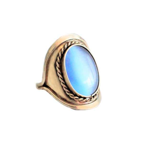 Bague Pierres Semi-précieuses Agate Bleue Ciel - Inka Products