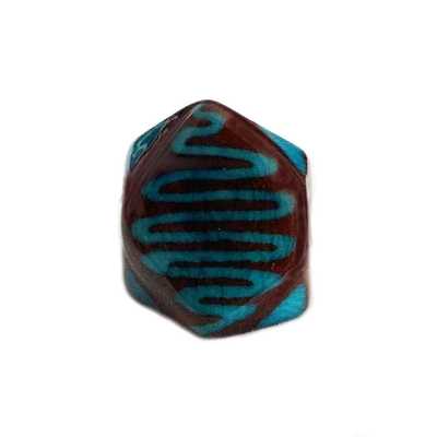Inka-Products-Bague Tagua Batik-Serpent Bleu Ciel