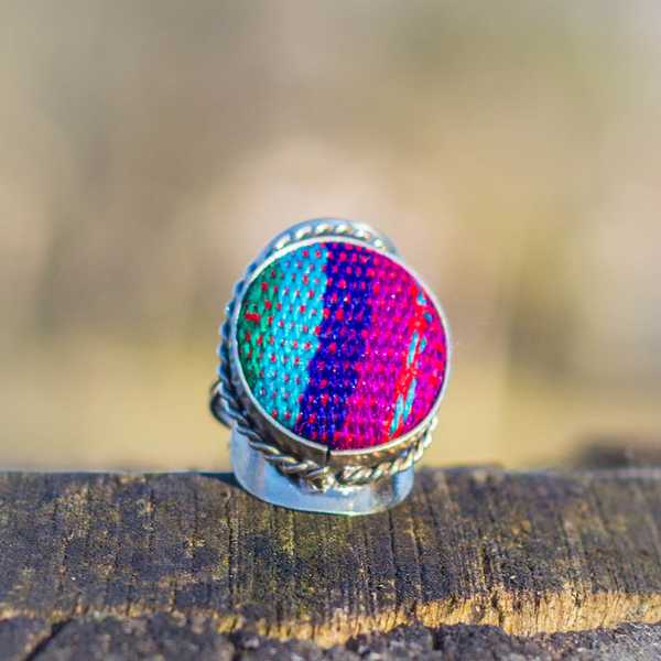 Bague Ronde Tissu Traditionnel Péruvien - Inka Products
