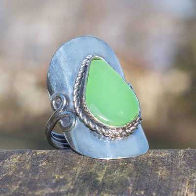Bague Pierres Semi-précieuses Goutte Verte Claire - Inka Products