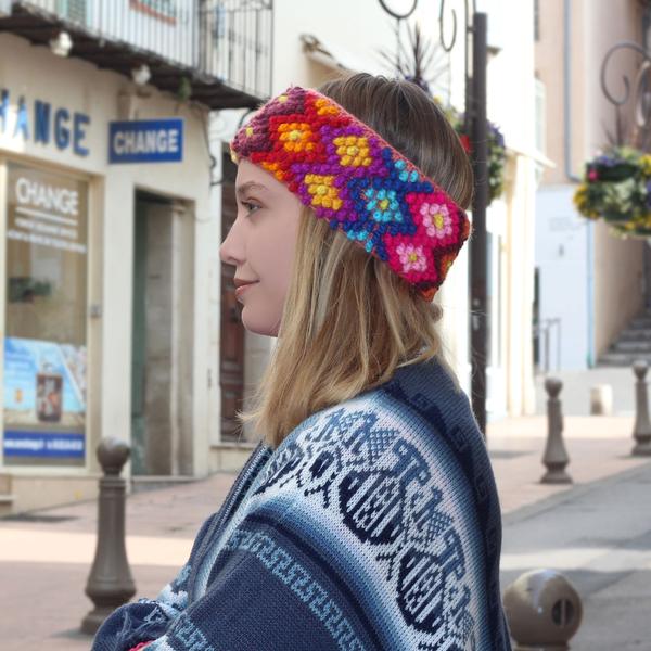 Bandeau MISTRAL en Laine d'Alpaga Motifs Ethniques - Inka Products