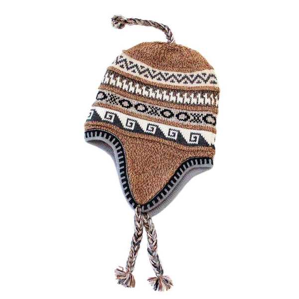 Bonnet Péruvien Chullo Alpaga Marron Ethnique - Inka Products