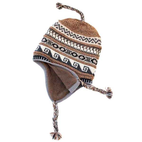 Bonnet Péruvien Chullo Alpaga Marron Ethnique - Inka Products