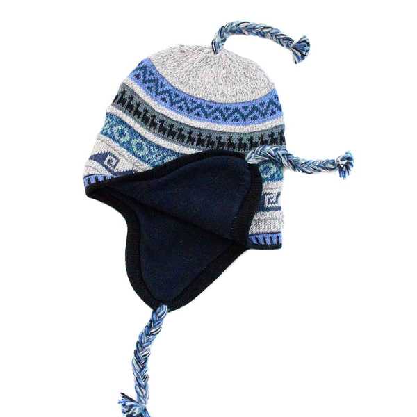 Bonnet Péruvien Chullo Alpaga Gris Clair Ethnique - Inka Products