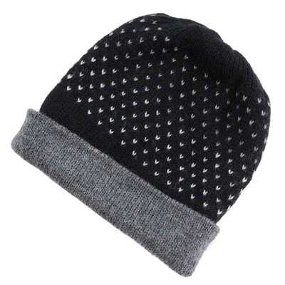 Inka-Products-Bonnet Réversible Alpaga-Noir Points Blancs