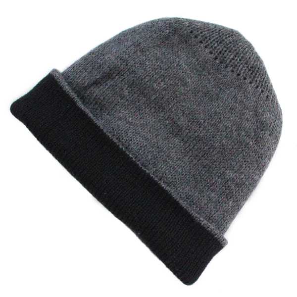 Bonnet Réversible Alpaga Noir Points Blancs - Inka Products