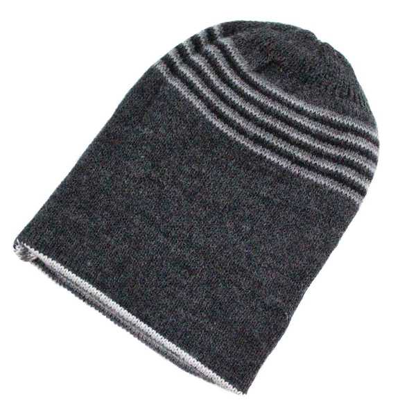Bonnet Réversible Alpaga Gris Rayé - Inka Products