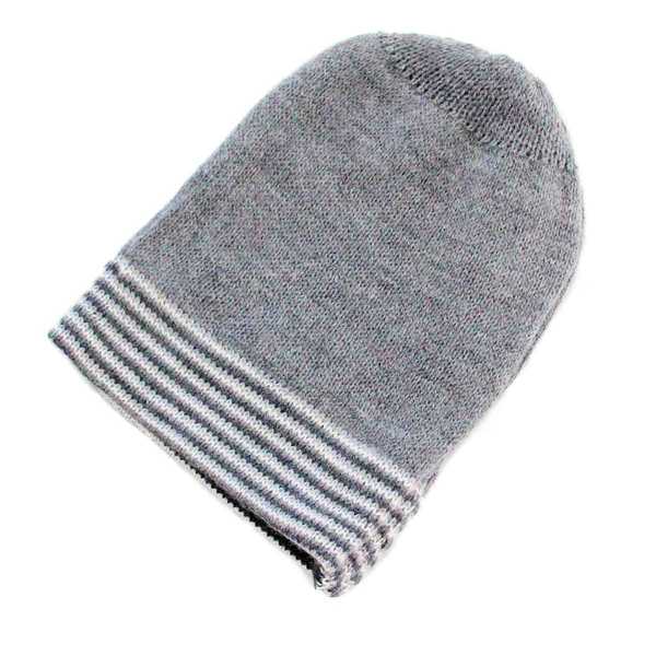 Bonnet Réversible Alpaga Gris Rayé - Inka Products