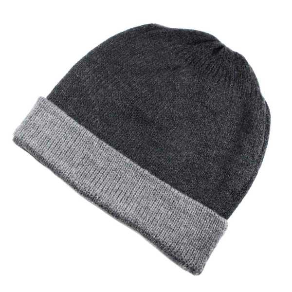 Bonnet Réversible Alpaga Gris et Gris Foncé - Inka Products