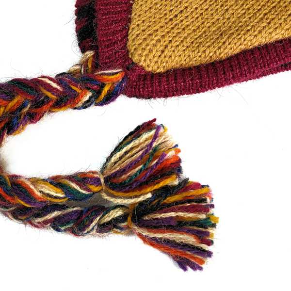Bonnet Chullo Péruvien Réversible Tissé Main en Alpaga avec Motifs Ethniques - Inka Products