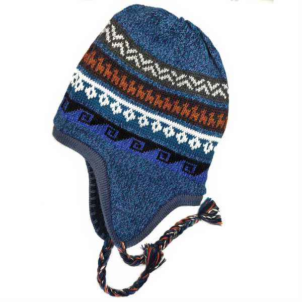 Bonnet Chullo Péruvien Réversible Tissé Main en Alpaga avec Motifs Ethniques - Inka Products
