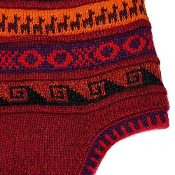 Bonnet Chullo Péruvien Réversible Tissé Main en Alpaga avec Motifs Ethniques - Inka Products