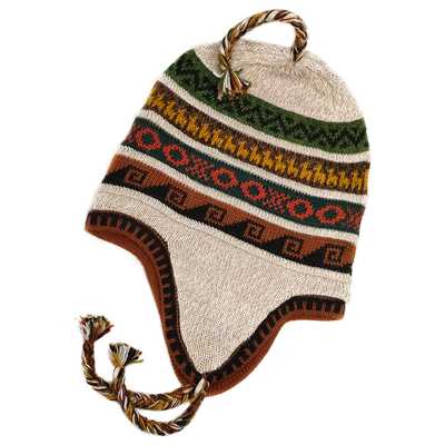 Peruvian Alpaca Chullo Hat Handwoven in Alpaca with Ethnic Motifs - Inka Products