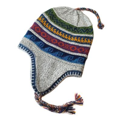 Bonnet Chullo Péruvien Alpaga Tissé Main en Alpaga avec Motifs Ethniques - Inka Products