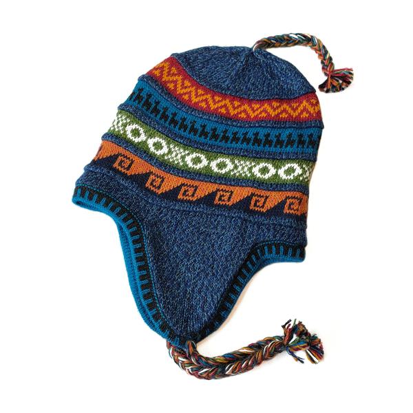 Bonnet Chullo Péruvien Alpaga Tissé Main en Alpaga avec Motifs Ethniques - Inka Products