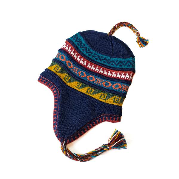Bonnet Chullo Péruvien Alpaga Tissé Main en Alpaga avec Motifs Ethniques - Inka Products