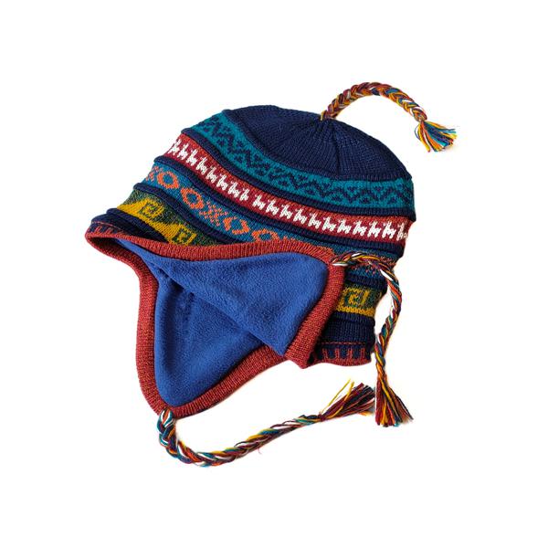 Bonnet Chullo Péruvien Alpaga Tissé Main en Alpaga avec Motifs Ethniques - Inka Products