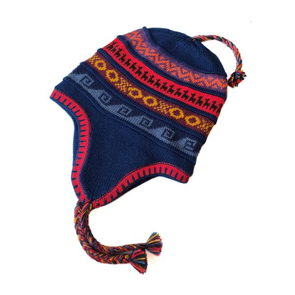 Bonnet Chullo Péruvien Alpaga Tissé Main en Alpaga avec Motifs Ethniques - Inka Products