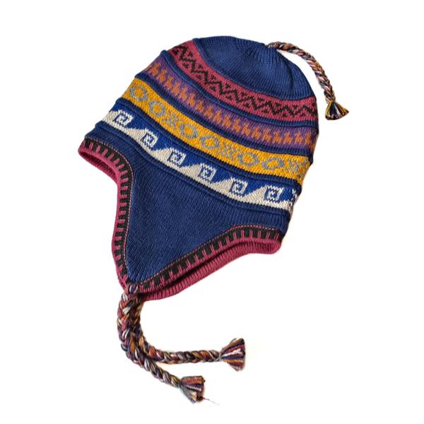 Bonnet Chullo Péruvien Alpaga Tissé Main en Alpaga avec Motifs Ethniques - Inka Products