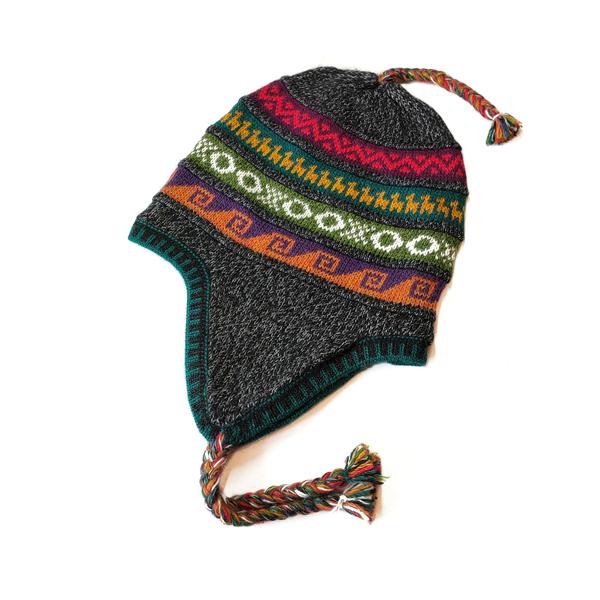 Bonnet Chullo Péruvien Alpaga Tissé Main en Alpaga avec Motifs Ethniques - Inka Products