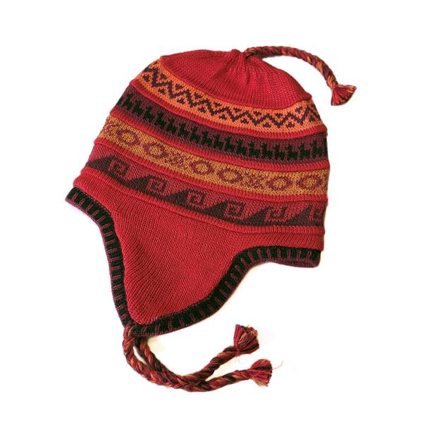 Bonnet Chullo Péruvien Alpaga Tissé Main en Alpaga avec Motifs Ethniques - Inka Products