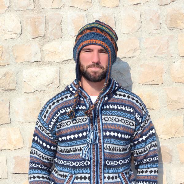 Bonnet Chullo Péruvien Alpaga Tissé Main en Alpaga avec Motifs Ethniques - Inka Products