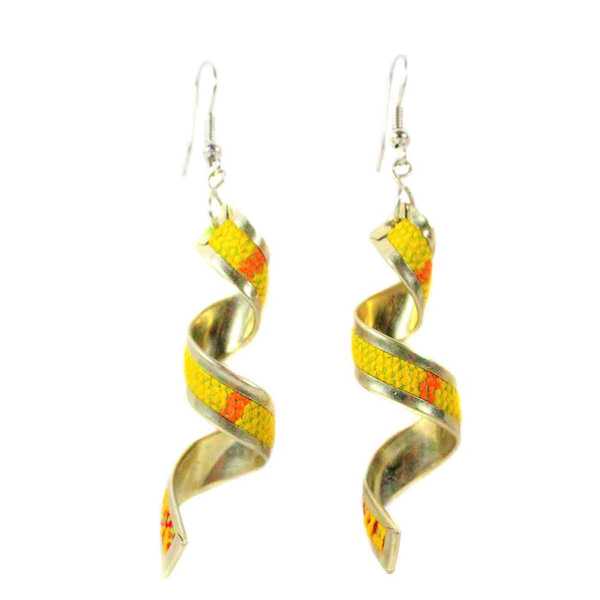 Boucles d'Oreilles Spirale Longue Tissu Traditionnel Péruvien - Inka Products