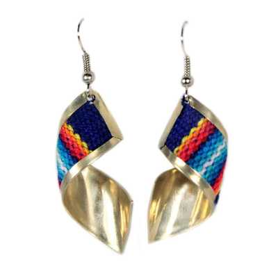 Boucles d'Oreilles Rectangle Spirale Tissu Traditionnel Péruvien - Inka Products