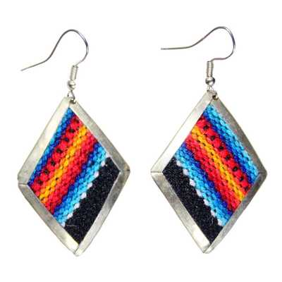 Inka-Products-Boucles d'Oreilles Losange-Tissu Traditionnel Péruvien