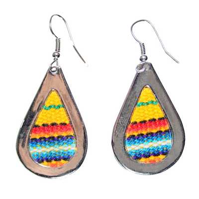 Boucles d'Oreilles Tissu Traditionnel Péruvien Goutte Jaune - Inka Products
