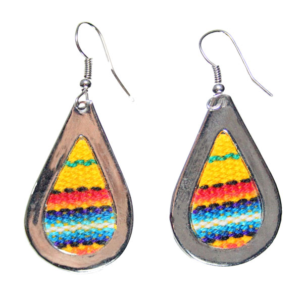 Inka-Products-Boucles d'Oreilles Tissu Traditionnel Péruvien-Goutte Jaune