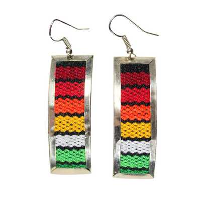 Inka-Products-Boucles d'Oreilles Rectangle-Tissu Traditionnel Péruvien
