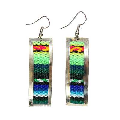 Inka-Products-Boucles d'Oreilles Rectangle-Tissu Traditionnel Péruvien