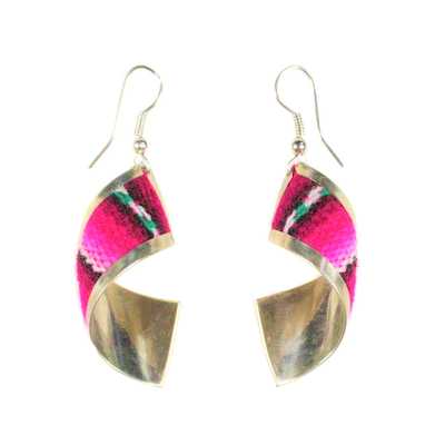 Inka-Products-Boucles d'Oreilles Rectangle Spirale-Tissu Traditionnel Péruvien