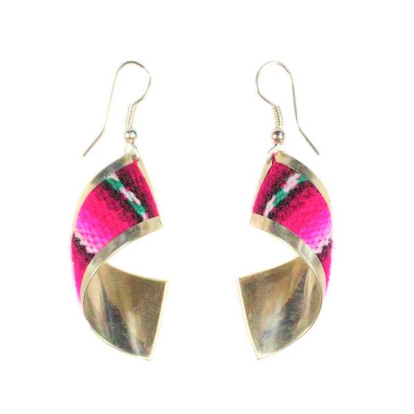 Boucles d'Oreilles Rectangle Spirale Tissu Traditionnel Péruvien - Inka Products