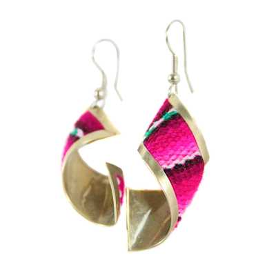 Pendientes Rectángulo Espiral Tela Tradicional Peruana - Inka Products