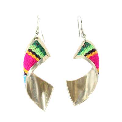 Boucles d'Oreilles Rectangle Spirale Tissu Traditionnel Péruvien - Inka Products