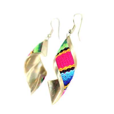 Boucles d'Oreilles Rectangle Spirale Tissu Traditionnel Péruvien - Inka Products