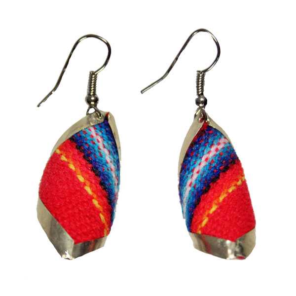 Boucles d'Oreilles Carré Spirale Tissu Traditionnel Péruvien - Inka Products