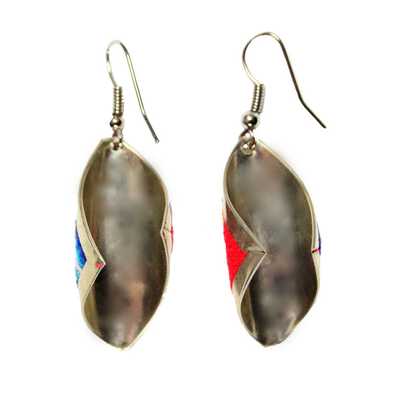 Pendientes Espiral Cuadrados Tela Tradicional Peruana - Inka Products