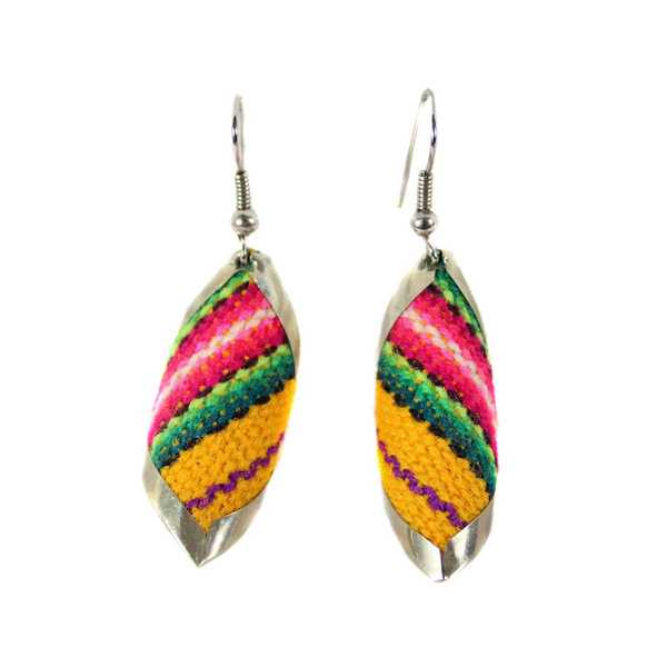 Boucles d'Oreilles Carré Spirale Tissu Traditionnel Péruvien - Inka Products