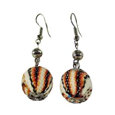 Inka-Products-Boucles d'Oreilles Pendantes Boules-Tissu Traditionnel Péruvien